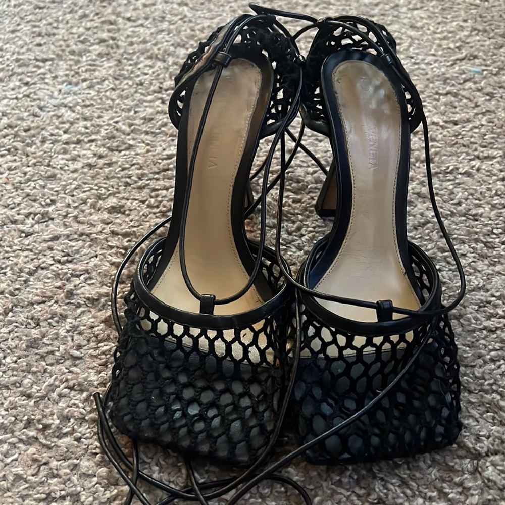 Bottega Veneta Black Mesh Heels